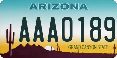 AZ license plate AAA0189