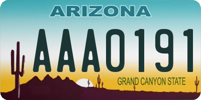 AZ license plate AAA0191