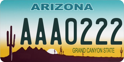 AZ license plate AAA0222