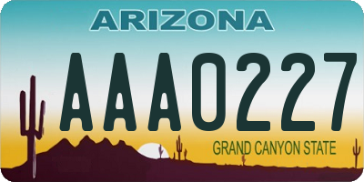 AZ license plate AAA0227