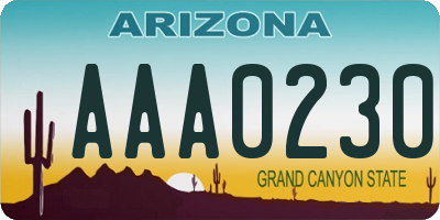 AZ license plate AAA0230