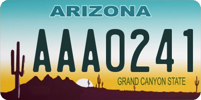 AZ license plate AAA0241