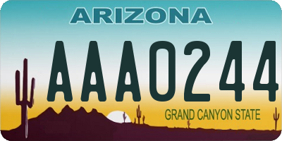 AZ license plate AAA0244