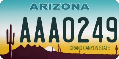 AZ license plate AAA0249