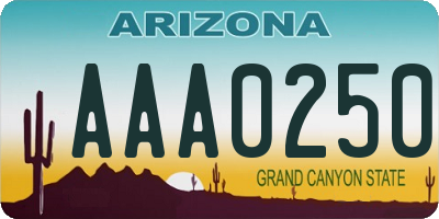 AZ license plate AAA0250
