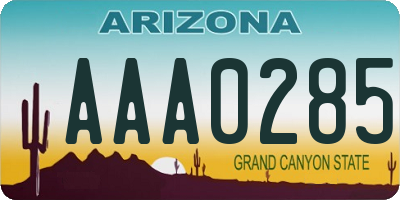 AZ license plate AAA0285
