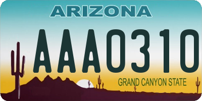 AZ license plate AAA0310