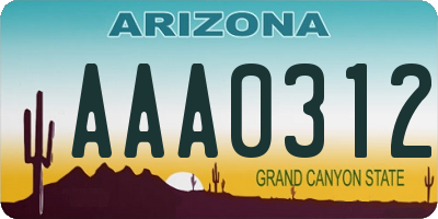 AZ license plate AAA0312