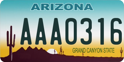 AZ license plate AAA0316