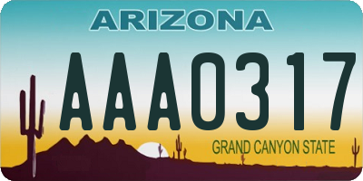 AZ license plate AAA0317