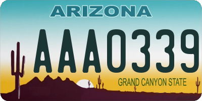 AZ license plate AAA0339