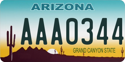 AZ license plate AAA0344