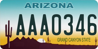 AZ license plate AAA0346