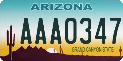 AZ license plate AAA0347