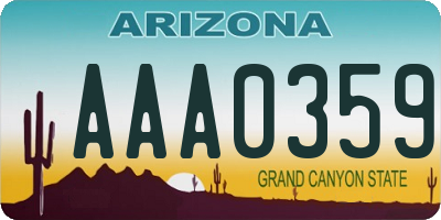 AZ license plate AAA0359