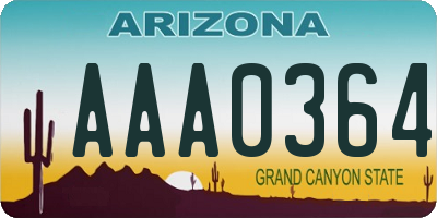 AZ license plate AAA0364