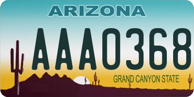 AZ license plate AAA0368