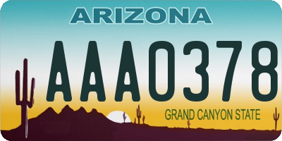 AZ license plate AAA0378