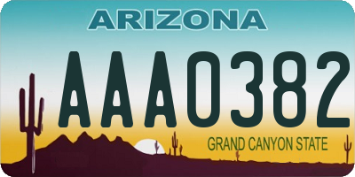 AZ license plate AAA0382