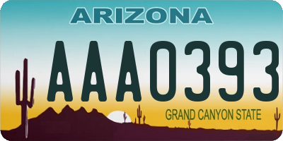 AZ license plate AAA0393