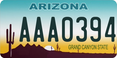AZ license plate AAA0394