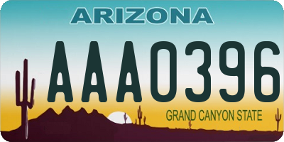 AZ license plate AAA0396