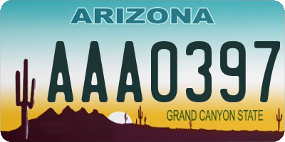 AZ license plate AAA0397