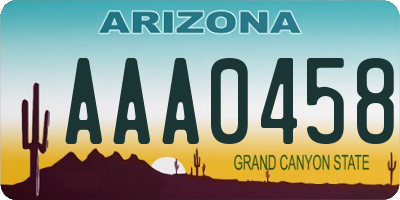 AZ license plate AAA0458