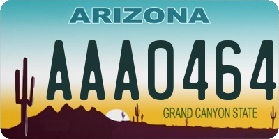 AZ license plate AAA0464