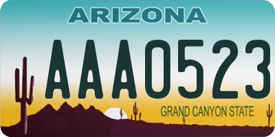 AZ license plate AAA0523