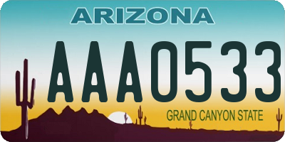 AZ license plate AAA0533