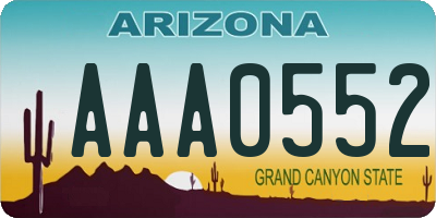 AZ license plate AAA0552