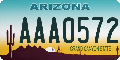 AZ license plate AAA0572