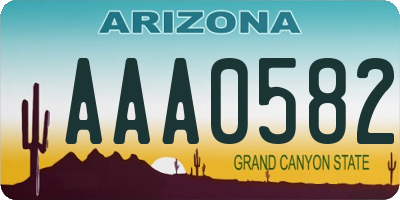 AZ license plate AAA0582
