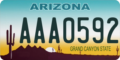 AZ license plate AAA0592