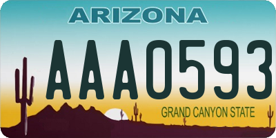 AZ license plate AAA0593