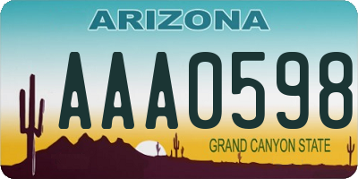 AZ license plate AAA0598
