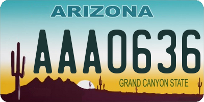 AZ license plate AAA0636