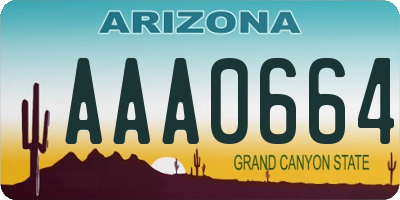 AZ license plate AAA0664