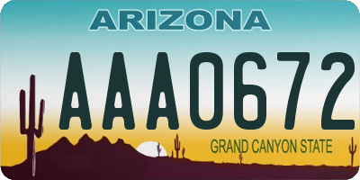 AZ license plate AAA0672