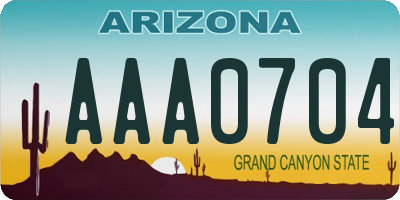 AZ license plate AAA0704