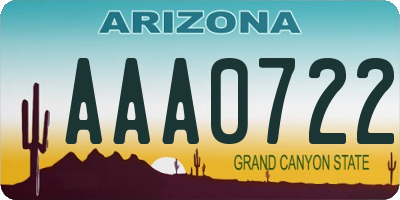 AZ license plate AAA0722