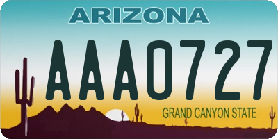 AZ license plate AAA0727