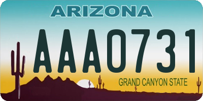 AZ license plate AAA0731
