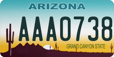 AZ license plate AAA0738