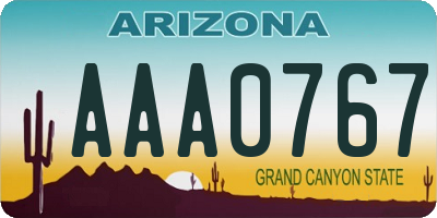 AZ license plate AAA0767