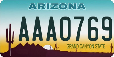 AZ license plate AAA0769