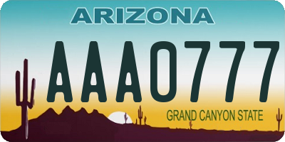 AZ license plate AAA0777