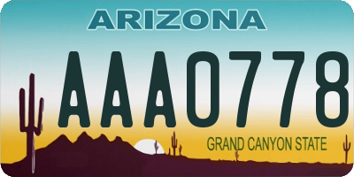 AZ license plate AAA0778