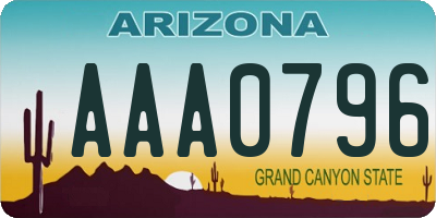 AZ license plate AAA0796
